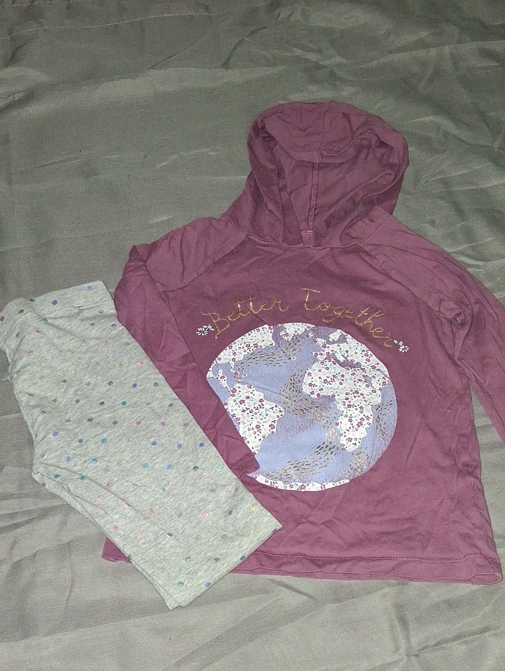 Carter's Dusty Pink 'Better Together' Floral Globe Hooded Top (Set)